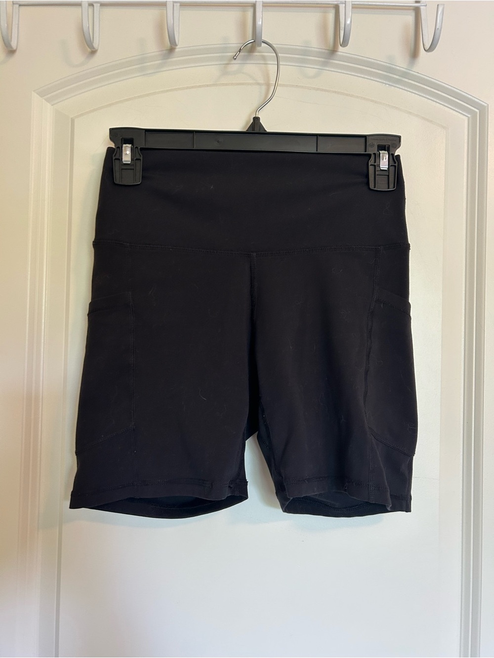 High-Waist Black Bike Shorts with Side Pockets